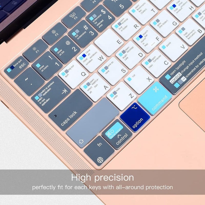 imComor MacBook Shortcuts Keyboard Cover for 2020 2021 New MacBook Air 13 inch A2337 M1 Chip A2179 Magic Keyboard with Touch ID Keyboard Cover Skin, Mac OS X Shortcut Keyboard Skin, Gray - Image 3